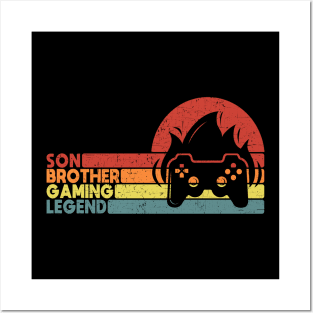 Son Brother Gaming Legend Gamer Gifts For Teen Boys Gaming Vintage Posters and Art